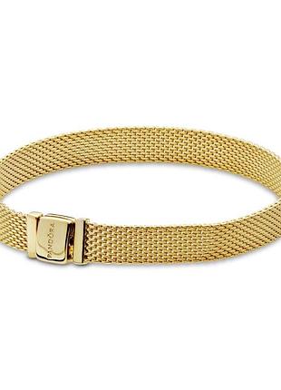 Оригинальный серебряный браслет пандора pandora 567712 100% оригинал плоский новое с биркой золото серебро проба ale met