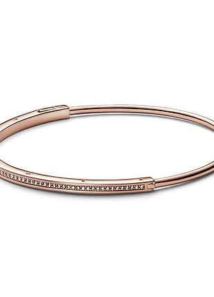 Оригинальный серебряный браслет пандора pandora 582313c01 100% оригинал бангл с камнями новое с биркой розовое золото серебро проба ale met