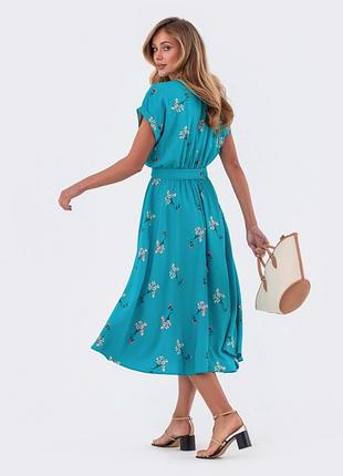 Розкльошена сукня-міді з принтом2 фото
