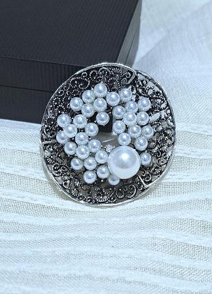 Брошь- кулон с жемчужинами, винтажный стиль, два цвета