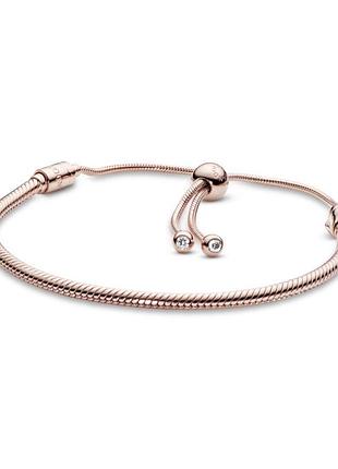 Оригинальный серебряный браслет пандора pandora 589652c01 100% оригинал слайдер затяжки новое с биркой розовое золото серебро проба ale met