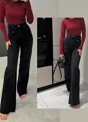 Zara джинси wide leg 34 zara джинси сірі джинси чорні straight джинси