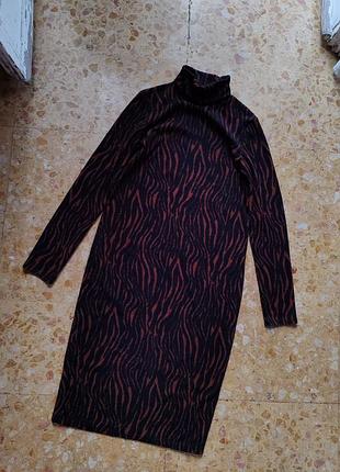 Платье миди зара зебра 5