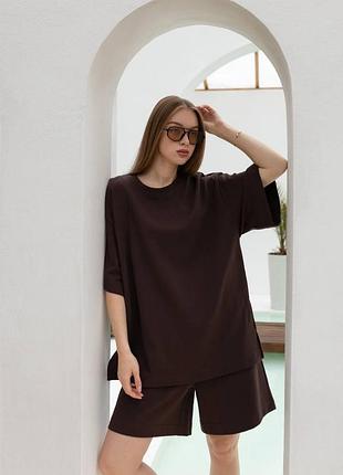 Летний оверсайз спортивный костюм с футболкой и шортами