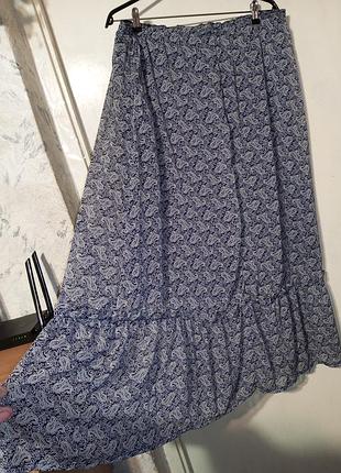 Летняя макси длинная бохо юбка с оборкой на резинке батал оверсайз esmara