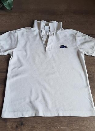 Пото футболка polo lacoste оригінал для хлопчика біла комір котон 100% брендова трендова