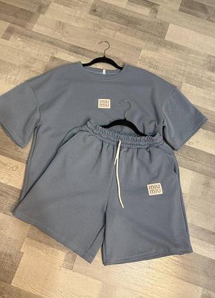 Супер комфортний літній костюм, якісна натуральна лакоста,  футболка оверсайз та шорти на резинці