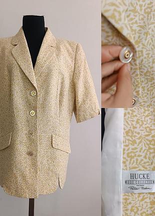 Жакет с короткими рукавами лён с хлопком с жёлтый /белый hucke mode collection peter hahn, 42/l-xl