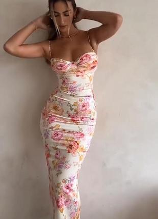 Распродажа платье prettylittlething миди с цветочным принтом6 фото