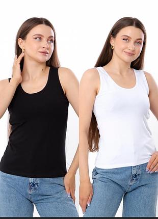 Майка бавовняна топ чорна біла