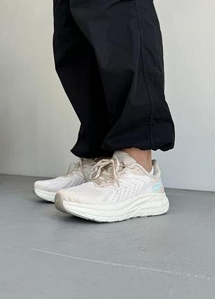 Кроссовки hoka clifton 8 beige blue