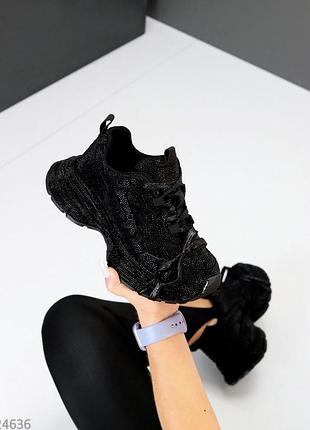 Кросівки "sindy", чорні, екозамша зі стразами