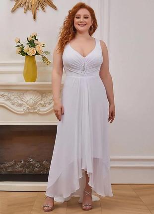 Белое вечернее платье в стразах с v образным вырезом от ever pretty 3хл