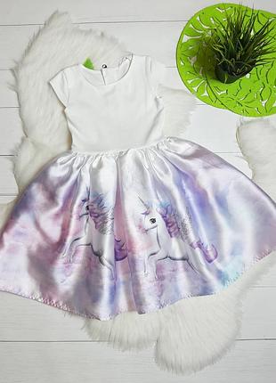 Платье ф.нм с единорожками на 4/6 рочков