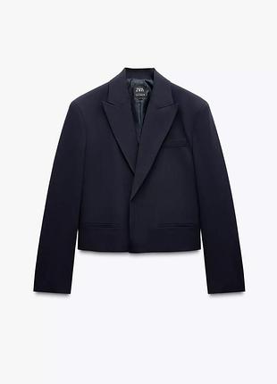Укорочений піджак оверсайз жакет синій zara 1255/863/422 xs s