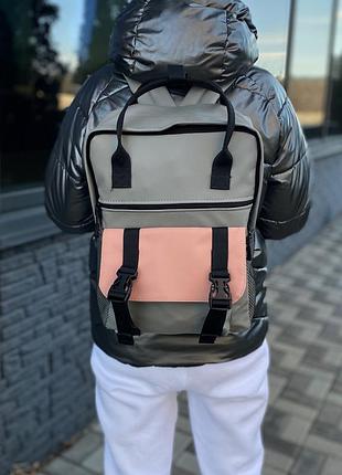 Жіночий дівчачий рюкзак портфель сумка сірий матова екошкіра