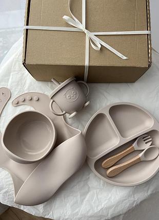 Силіконовий дитячий посуд, набір дитячого силіконового посуду, дитячий силіконовий посуд