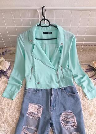 Мятная креп- шифон стильная косуха лото