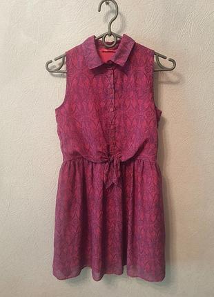 Легкий сарафан на гумці, трапеція, з принтом