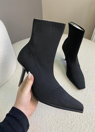 Черевики текстильні zara, туфлі на каблуку, каблуки2 фото