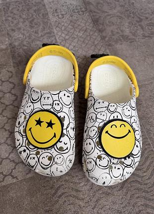 Сабо crocs дитячі 30 розмір білі з жовтим