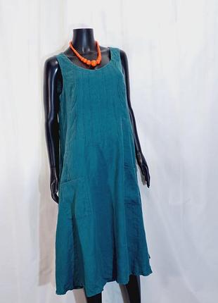 Макси платье лен бохо кармашки#97 2