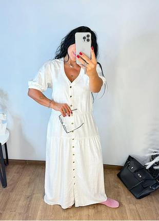 Шикарное ярусное платье смесового лен