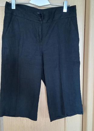 Чорні лляні бриджі  класні шорти бермуди