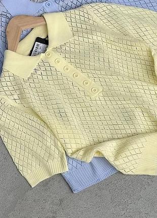 50% бавовна вязаний топ футболка поло з комірцем ажурний