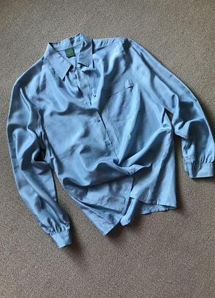 Щовк 100% блуза/сорочка стан нової блакитна