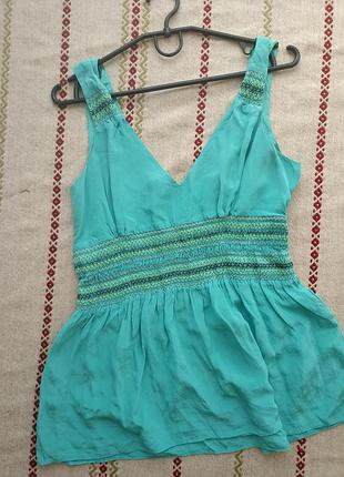 Шовкова аквамаринова блуза, розмір м