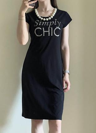 Літня чорна котонова сукня від clips з кольє