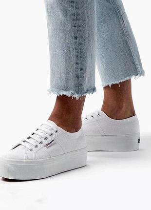 Текстильные кеды на платформе superga