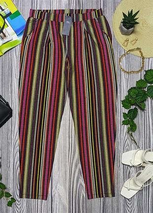 Яскраві трикотажні штани у смужку із віскози m&s collection #3893