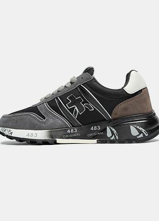 Мужские кроссовки premiata lander black grey brown
