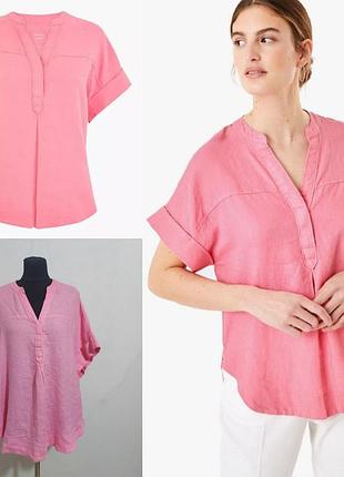 Льняная блуза оверсайз с в-образным вырезом m&s collection