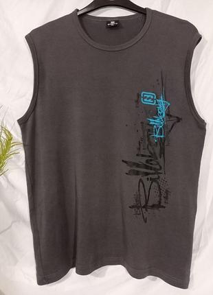 Майка мужская черная с принтом батал 100% хлопок мерч billabong xl-xxl