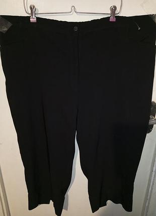 Супер-стрейч легкие укороченные брюки-капри на резинке с карманами мега батал швеция
