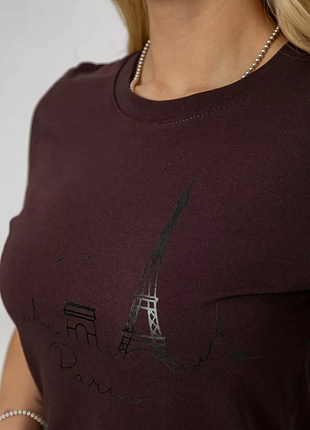 Футболка жіноча з принтом, колір шоколадний, 241r132