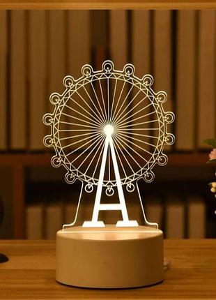 Акрилова светодиодная лампа для дома "колесо обозрения" / детский ночник