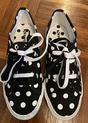 Нові бавовняні кеди у горошок superga 37 італія 🇮🇹
