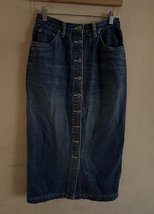 Юбка джинсовая на пуговицах макси