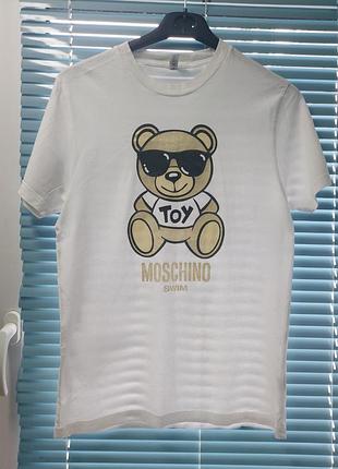 Женская хлопковая футболка moschino swim (teddy) xs-s