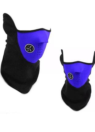 Бафф маска флис лыжная синяя, унисекс