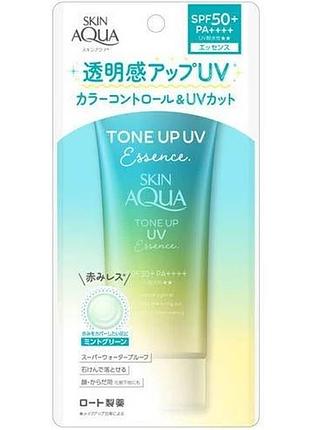 Солнцезащитный крем rohto skin aqua tone up uv essence mint green spf 50+ pa++++