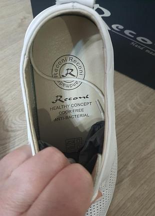 Шкіряні білі мокасини туфлі riconi 41-42 розмір