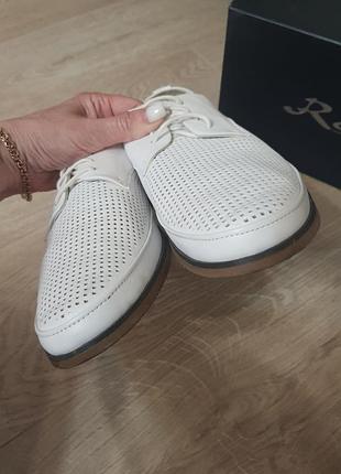 Шкіряні білі мокасини туфлі riconi 41-42 розмір