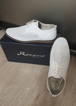 Кожаные белые мокасины туфли riconi 41-42 размер