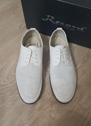 Шкіряні білі мокасини туфлі riconi 41-42 розмір