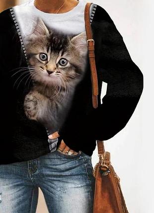 Свитшот (блейзер, толстовка)  с рисунком 3d "котёнок", р. 56-60